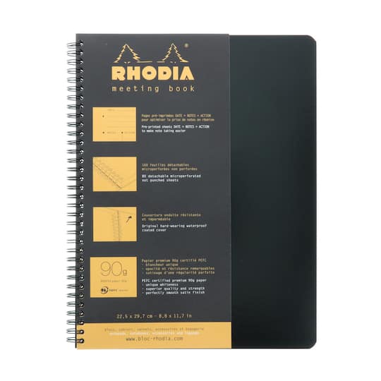 Rhodia&#xAE; Black Meeting Book, 9&#x22; x 11.75&#x22;